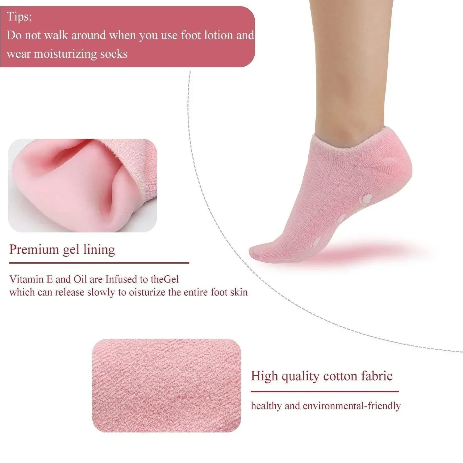 CRACK HEALS SILICONE MOISTURIZING GEL SOCKS (IMPORTED)